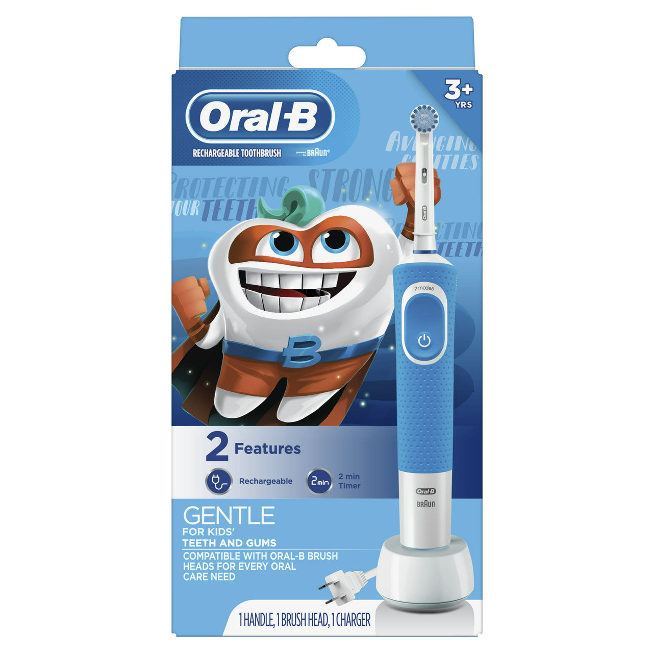 Oral B Kids Rechargeable Toothbrush With Sensitive Brush Head And Timer, 1 Ea